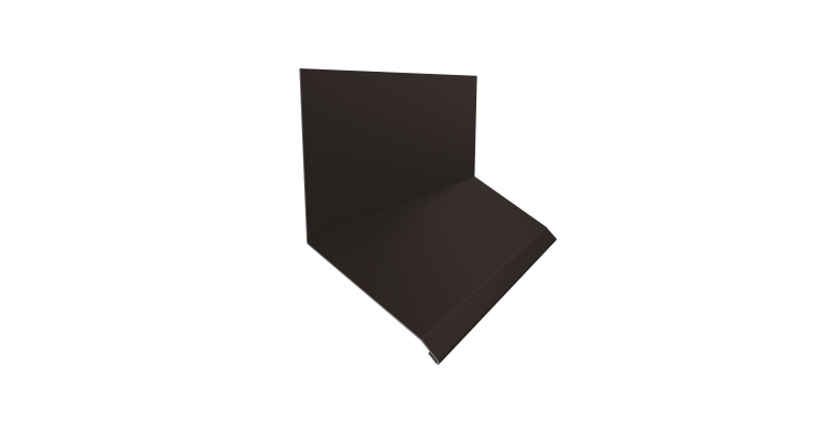 Планка примыкание верхнее к стене фальц Grand Line 150х130х20 0,5 Velur X RR 32 темно-коричневый (2м)