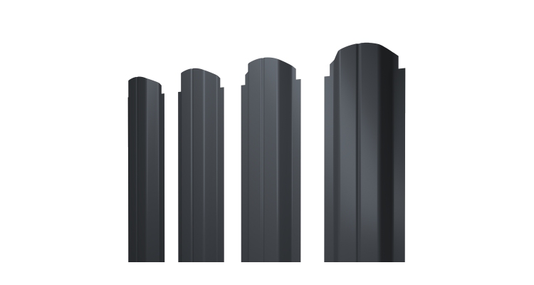 Штакетник П-образный А фигурный 0,5 PurLite Matt RAL 7024 мокрый асфальт