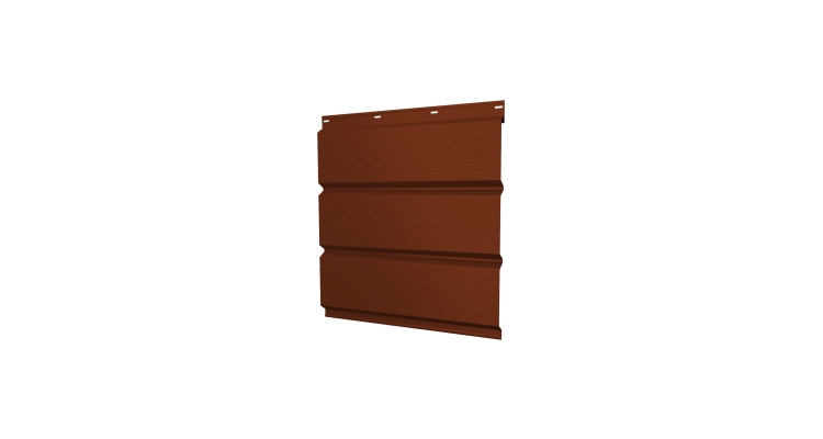 Софит металлический полная перфорация 0,5 Satin с пленкой RAL 3009 оксидно-красный