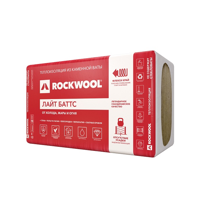 Утеплитель Rockwool Лайт Баттс, 1000х600х100мм (в упак.0,3 м3)