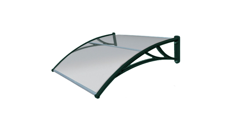 Козырек Krovent из поликарбоната 1200х930х280 прозрачный (зеленый кронштейн)