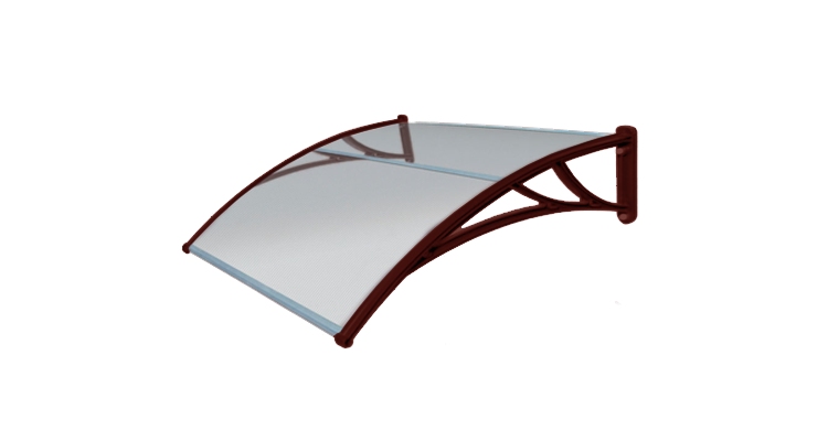 Козырек Krovent из поликарбоната 1200х930х280 прозрачный (красный кронштейн)