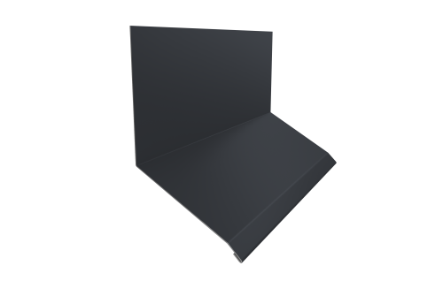 Планка примыкание верхнее к стене фальц 150х130х20 0,5 Satin Matt RAL 7024 мокрый асфальт (2м)